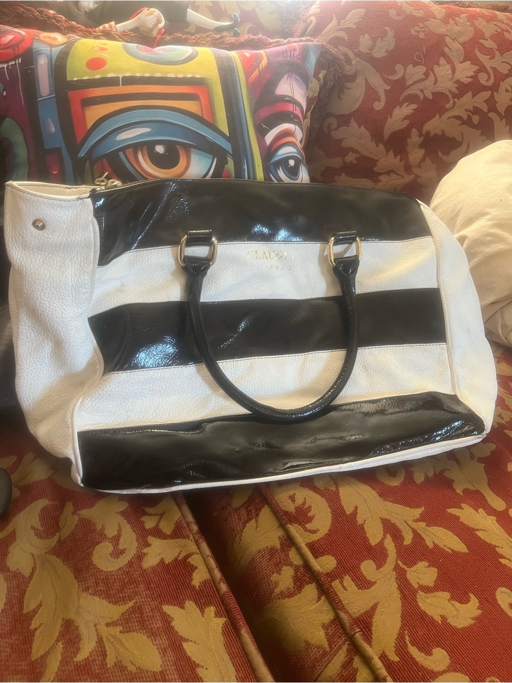 Striped Black & White Tote Bag by Claudie Pierlot